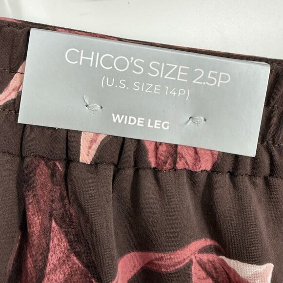NEW NWT Chicos Sz Large/XL US 14P 2.5P Petite Wide Leg Pants Pink tROPICAL - Picture 4 of 8